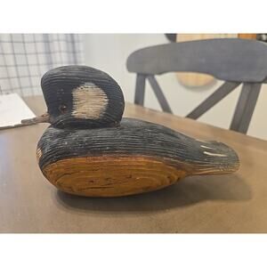 Vintage Hooded Merganser Handmade Wooden Duck Decoy Home Decor 10" Decoration